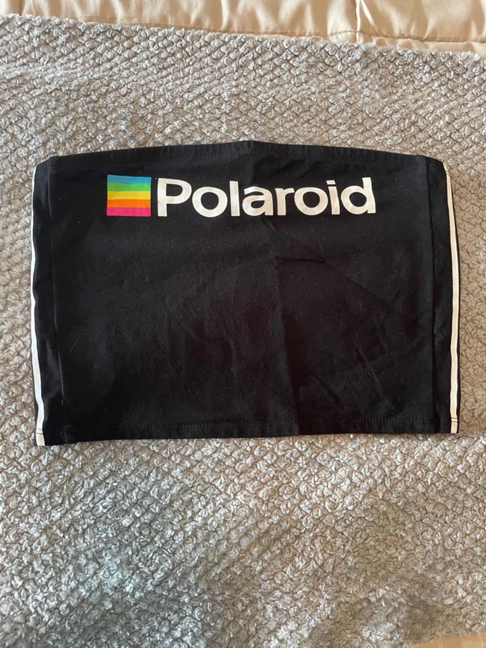 Polaroid Black Tube Top with Rainbow Stripe Logo